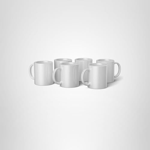 Cricut Beveled Blank, Ceramic-Coated, Dishwasher & Microwave Safe Mug to Decorate, Mug Press & Infusible Ink Compatible,12 Oz Sublimation, Ideal for Crafts and Printing, 6 Count, White