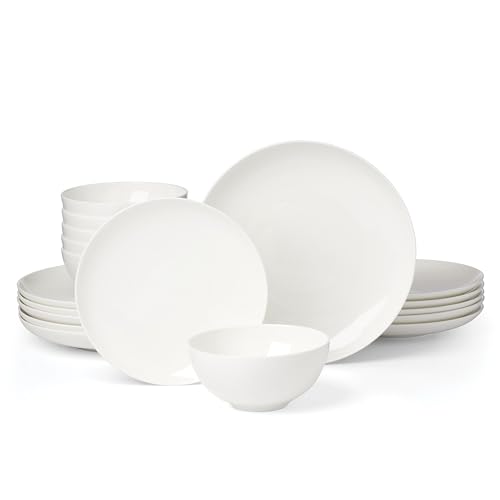 Lenox Dinnerware Sets, Studio 1414 Coupe 18-Piece Dinnerware Set, Service For 6, Bone China Material, Dishwasher Safe, Microwave Safe, Bowls, Plates And Bowls, Dinner Dishes, Plates (White, 18 Piece)