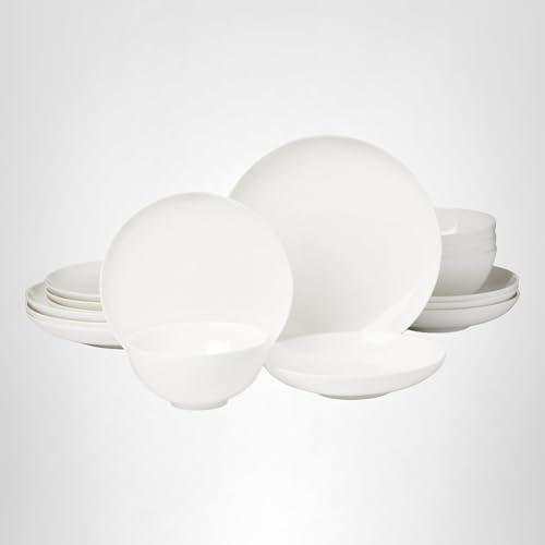 Lenox Dinnerware Set, Studio 1414 Coupe 16-Piece Set, Service For 4, Bone China Material, Dishwasher & Microwave Safe, Home And Kitchen, Kitchen And Dining, Plates And Bowls Sets (White, 16 Pieces)
