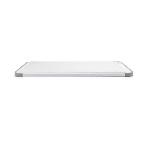 KitchenAid Classic Cutting Board with Perimeter Trench and Non Slip Edges, Dishwasher Safe, 11 inch x 14 inch, White and Gray