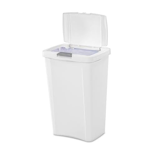 STERILITE 10458004 Touch Can, White, 13 Gallon