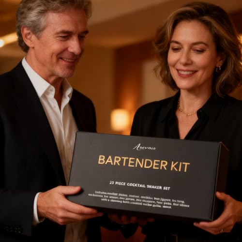 23-Piece Bartender Kit, Cocktail Shaker Set with Stand | Bar Set Drink Mixer Set with All Essential Bar Tools: Martini Shaker,Bar Mixer Spoon, Jigger, Strainer, Muddler, Pourers, for Home, Bar, Party - My Kitchen Products
