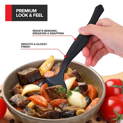 24 Count Disposable Black Plastic Serving Spoons for Catering, Weddings, Holidays and More - Large Plastic Buffet Spoons for Parties, Stock Your Home - My Kitchen Products