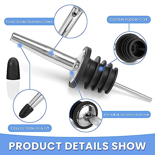 24 Pack Liquor Pour Spouts Set - Stainless Steel bottle spout and Liquor Pourers Dust Caps Covers - My Kitchen Products