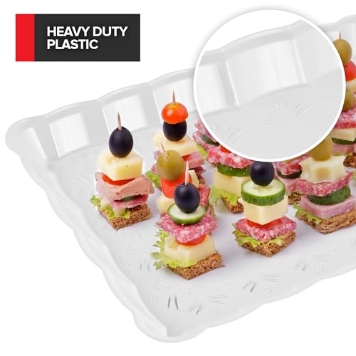 (24 Pcs) Clear Plastic Serving Tray 9x13, Large Plastic Serving Platter Disposable, Rectangle Party Trays and Platters for Fruit, Dessert, Cookies, Appetizers, Food, Entertaining, Holiday Parties - My Kitchen Products