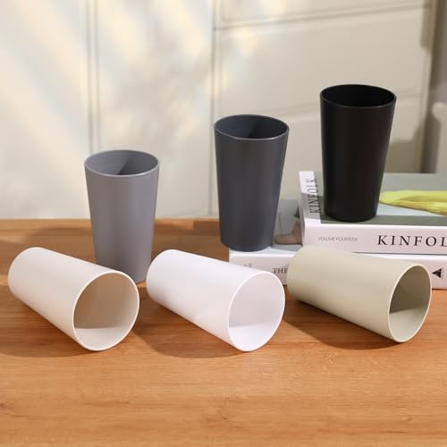 24 Pcs Unbreakable Plastic Cups Set, 20 oz Reusable Plastic Cups, Stackable Water Tumblers, Drinking Cup for Kitchen, Outdoor, BPA-free, Dishwasher Refrigerator and Microwave Safe (20 oz, 6 Colors) - My Kitchen Products