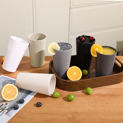 24 Pcs Unbreakable Plastic Cups Set, 20 oz Reusable Plastic Cups, Stackable Water Tumblers, Drinking Cup for Kitchen, Outdoor, BPA-free, Dishwasher Refrigerator and Microwave Safe (20 oz, 6 Colors) - My Kitchen Products