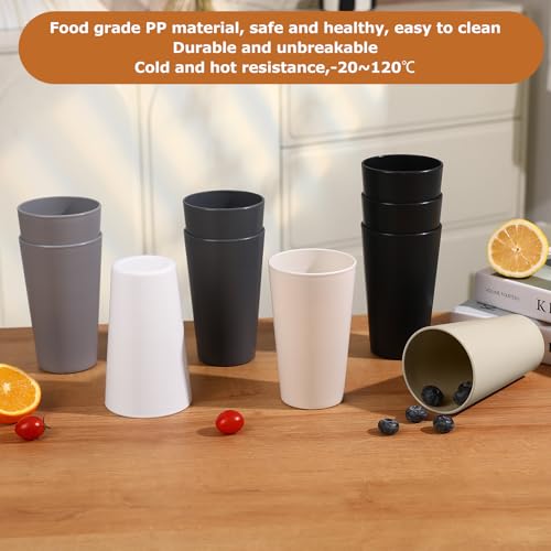 24 Pcs Unbreakable Plastic Cups Set, 20 oz Reusable Plastic Cups, Stackable Water Tumblers, Drinking Cup for Kitchen, Outdoor, BPA-free, Dishwasher Refrigerator and Microwave Safe (20 oz, 6 Colors) - My Kitchen Products