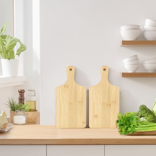 25 PCS Cutting Board Bulk Wood Chopping Board Laser Engraving Serving Board with Handle Charcuterie Boards for Customized Mother's Day Housewarming Gift 11" x 5" Bamboo - My Kitchen Products