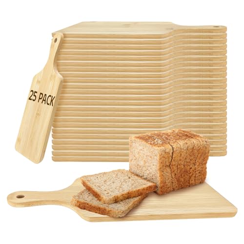 25 PCS Cutting Board Bulk Wood Chopping Board Laser Engraving Serving Board with Handle Charcuterie Boards for Customized Mother's Day Housewarming Gift 11" x 5" Bamboo - My Kitchen Products
