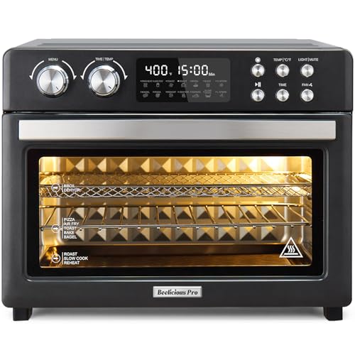 28QT Air Fryer Toaster Oven Combo, Large 12-in-1 Convection Countertop Oven with Next-Gen HeatWave Convection, 3-Layer Cooking, Rotisserie for Chicken, Fits 11" Pizza, Full Accessories, Sparkle Black - My Kitchen Products
