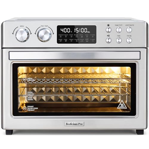 28QT Air Fryer Toaster Oven Combo, Large 12-in-1 Convection Countertop Oven with Next-Gen HeatWave Convection, 3-Layer Cooking, Rotisserie for Chicken, Fits 11" Pizza, All Accessories, Stainless Steel - My Kitchen Products