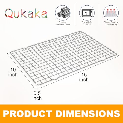 2PCS Cooling Racks for Cooking and Baking - 10" x 15"Heavy Duty Stainless Steel Wire Rack for Baking, Grilling, Roasting - Oven & Dishwasher Safe - Fits Jelly Roll Sheet Pan-Silver - My Kitchen Products