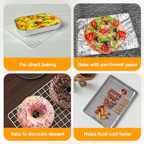 2PCS Cooling Racks for Cooking and Baking - 10" x 15"Heavy Duty Stainless Steel Wire Rack for Baking, Grilling, Roasting - Oven & Dishwasher Safe - Fits Jelly Roll Sheet Pan-Silver - My Kitchen Products