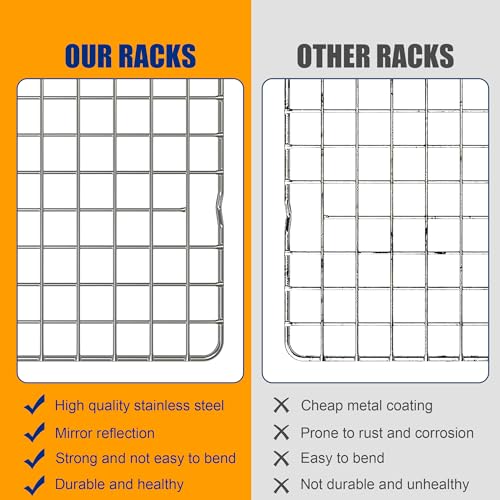 2PCS Cooling Racks for Cooking and Baking - 10" x 15"Heavy Duty Stainless Steel Wire Rack for Baking, Grilling, Roasting - Oven & Dishwasher Safe - Fits Jelly Roll Sheet Pan-Silver - My Kitchen Products