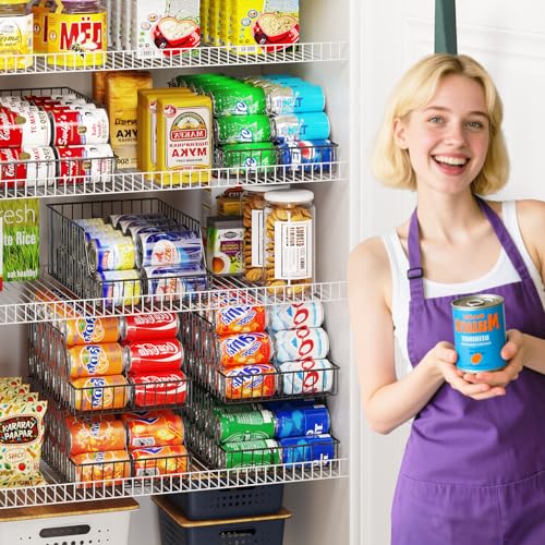 3 Pack Can Storage Organizer For Pantry,Stackble Widen Can Holder Rack With 3 Adjustable Dividers, Can Dispensers For Soup Soda Canned Food Water Bottle, Pop Drink Organizers for Cabinet Shelf - My Kitchen Products
