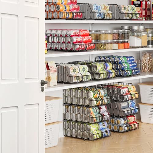 3 Pack Can Storage Organizer For Pantry,Stackble Widen Can Holder Rack With 3 Adjustable Dividers, Can Dispensers For Soup Soda Canned Food Water Bottle, Pop Drink Organizers for Cabinet Shelf - My Kitchen Products