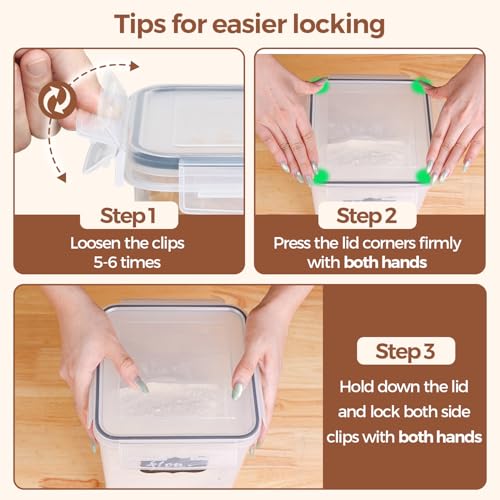 3 PCS Airtight Flour and Sugar Container for Pantry - 5lb Flour Capacity - 7.1 Inch Extra Wide Mouth Square Pantry Storage - Set of 3 (5.2L/5.5Qt) (2.5L/2.6Qt*2) - Stackable Baking Supplies Organizer - My Kitchen Products