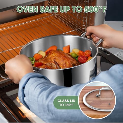 3 Ply Stainless Steel 11-Piece Cookware Set with Lids, Pots and Pans Kitchen Set, Non-Toxic, Induction, Oven, Dishwasher Safe, Professional Chef Quality - My Kitchen Products