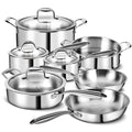 3 Ply Stainless Steel 11-Piece Cookware Set with Lids, Pots and Pans Kitchen Set, Non-Toxic, Induction, Oven, Dishwasher Safe, Professional Chef Quality - My Kitchen Products