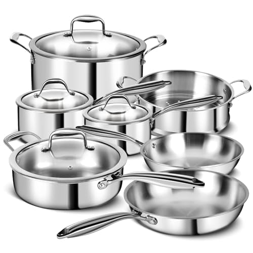3 Ply Stainless Steel 11-Piece Cookware Set with Lids, Pots and Pans Kitchen Set, Non-Toxic, Induction, Oven, Dishwasher Safe, Professional Chef Quality - My Kitchen Products