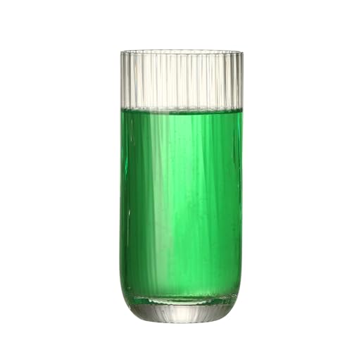Collins Glasses Set of 6,Highball Glass Set, 15.3 oz, Clear Ribbed Design for Water, Cocktails, Mojito