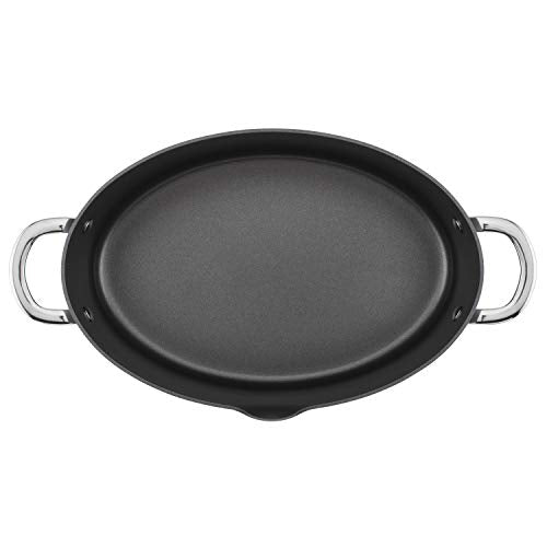 Rachael Ray Cookware, Professional Hard Anodized Nonstick Cookware Oval Pasta Stockpot and Braiser, 8-Quart, Gray