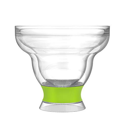 Host FREEZE Stemless Margarita Glasses, Insulated Plastic Cocktail Glasses for Frozen Drinks, Double Wall Chiller Cups for Beach, Outdoor Party, Home Bar, Margarita Gifts, 12 oz, Set of 2, Green