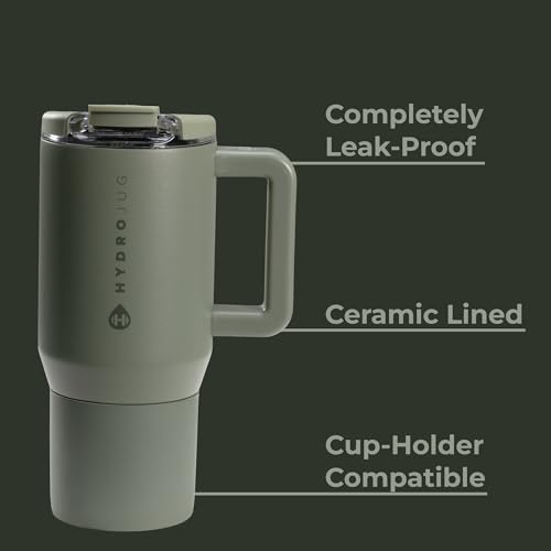 HydroJug Coffee Traveler 20 oz - Leak-Resistant, Ceramic-Lined Insulated Travel Coffee Mug for Hot or Cold Drinks with Flip Lid & Handle, Dishwasher Safe Coffee Tumbler, Courtyard