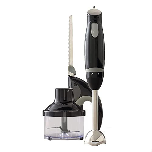 Oster Food Prep Kit Small Kitchen Appliance with Immersion Hand Blender, Electric Knife, and 2 Cup Mini Food Vegetable Chopper, Black