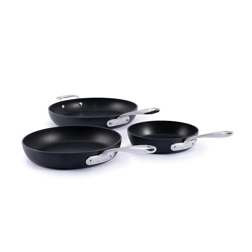 All-Clad Hard Anodized Essentials Nonstick Fry Pan 3 Piece Set, 8", 10" & 12" Induction, Oven Safe 500F, Kitchen Frying