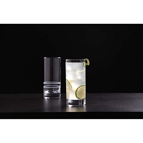 Crafthouse by Fortessa Professional Barware by Charles Joly, Etched Schott Zwiesel Tritan 16.2 oz Iced Beverage, Longdrink, Collins Barware/Cocktail Glass, Set of 4
