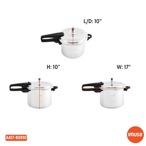 IMUSA 7 Quart Stovetop Aluminum Presure Cooker with safety valves for risk-free opening
