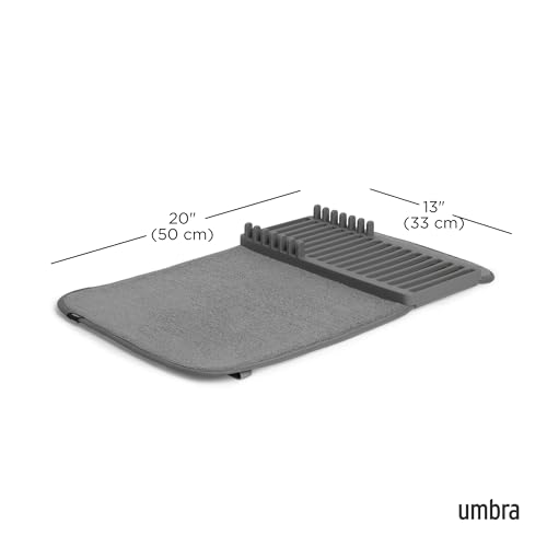 Umbra Udry Dish Drying Rack, Folding Dish Drainer Mat, Mini, Dark Grey