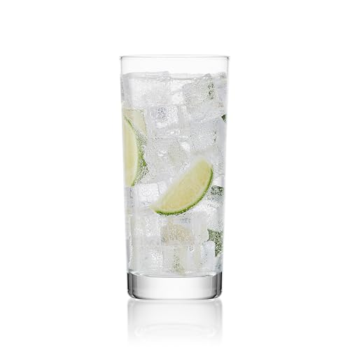 Mikasa Lana Tall Beverage Highball Glass Cups, Set of 4, 16 Ounce, Clear