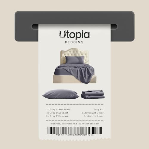 Twin Size Sheet Set – 3 Piece Bed Sheets, Soft and Breathable Microfiber, Includes 1 Fitted Sheet, 1 Flat Sheet and 1 Pillowcase – Oeko Tex (Grey)