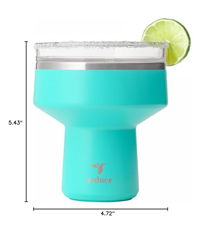 REDUCE Saltini 16 oz Cocktail Tumbler - Insulated Margarita Tumbler with Lid - Keeps Drinks Cold for 10 Hours - 360 Sippable Martini Glass Alternative - Shatterproof, Perfect for Parties-Ocean Breeze