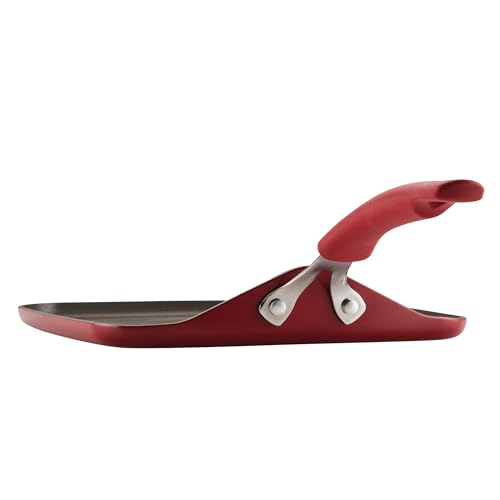 Rachael Ray Cook + Create Nonstick Stovetop Griddle/Grill Pan, Square, 11 Inch, Red