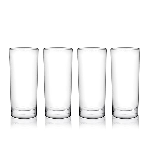 True Highball Glasses, Tall Glass Tumbler for Cocktails, Mojito Iced Tea Juices, Soda Water Drinking Cups, Kitchen Glassware, Home Bar, 11 oz Set of 4