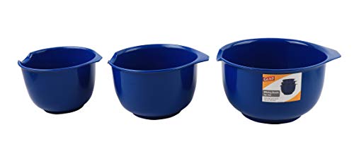 Glad Mixing Bowls with Pour Spout, Set of 3 Nesting Design Saves Space Non-Slip, BPA Free, Dishwasher Safe Plastic Kitchen Cooking and Baking Supplies, Blue