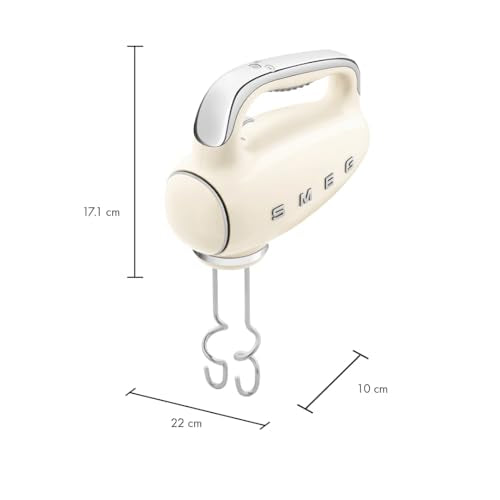 SMEG HMF01 9-Speed Retro Hand Mixer – 220W Motor, Smooth Start, Turbo Function, LED Timer Display, Stainless Steel Whisks, Beaters & Dough Hooks, Premium Die-Cast Aluminum Body