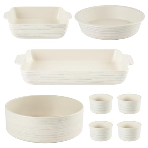 Pyrex 8-Piece Ceramic Complete Bakeware Set, Nonstick Pie, Casserole, Cake, Lasagna Oven Pans, Bakers, For Baking, Roasting, Steaming