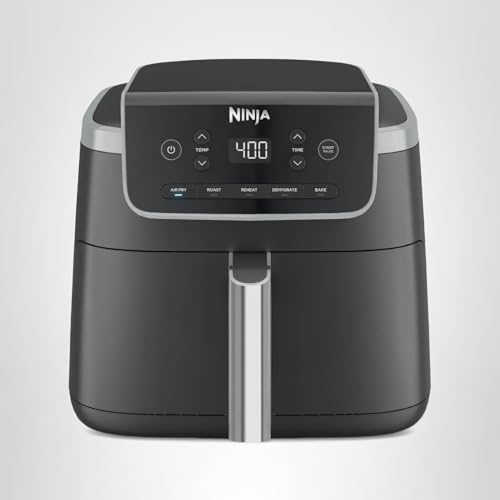 Ninja Air Fryer | 5 QT Capacity fit up to 4lbs of Fries | 5-in-1 Air Fry, Bake, Roast, Reheat, & Dehydrate | 400°F | Air Crisp Technology | 1750 Watts | Nonstick Basket & Crisper Plate | Grey | AF142