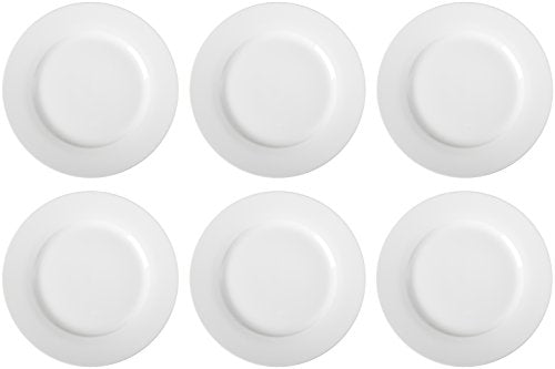 Amazon Basics 6-Piece White Dinner Plate Set, Microwave and Dishwasher Safe for Everyday Use, 10.5 inches