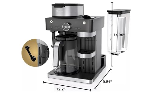 Ninja (Refurbished CFN601 Espresso & Coffee Barista System, Single-Serve Coffee & Compatible with Nespresso Capsule, 12-Cup Carafe, Built-in Frother, Cappuccino & Latte Maker (Renewed)