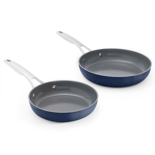 Calphalon Premier Ceramic Nonstick 8" and 10" Frying Pan Set, Midnight Blue