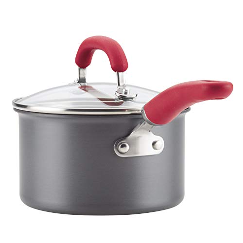Rachael Ray Create Delicious Hard Anodized Nonstick Cookware Pots and Pans Set, 11 Piece, Red Handles