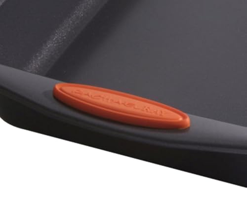Rachael Ray Yum-o! Nonstick Bakeware Oven Lovin' Rectangle Cake Pan, 9-Inch by 13-Inch, Gray with Orange Handles