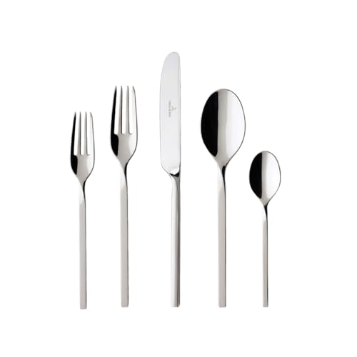 Villeroy & Boch NewWave Collection 20-Piece Flatware Set, Service for 4, 18/10 Stainless Steel Utensils, Dishwasher Safe