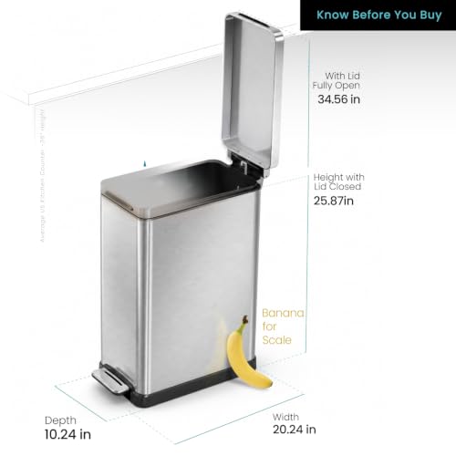 Home Zone Living 12 Gallon Kitchen Trash Can with Slim Fit Design